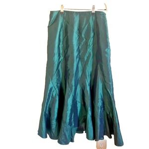 Coldwater Creek Skirt S Green Tulip Trumpet Satin‎ Holiday Fancy Cocktail